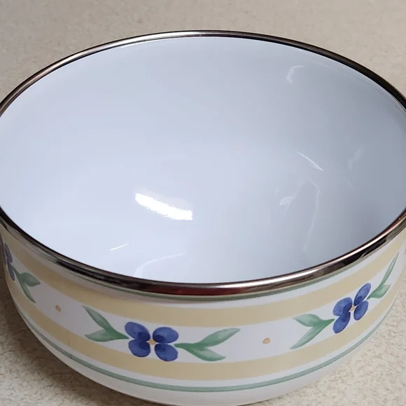 Pfaltzgraff “Summer Breeze” Metal Mixing Bowl Trio | Enamel Nesting Set - Picture 14 of 16